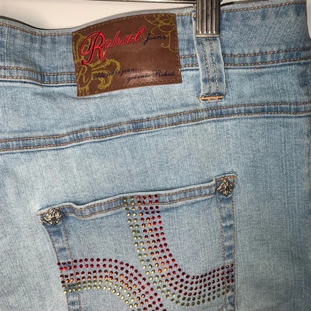 Danskin Pink Athletic Top XXL and Rehab bling Light Wash jean shorts 18